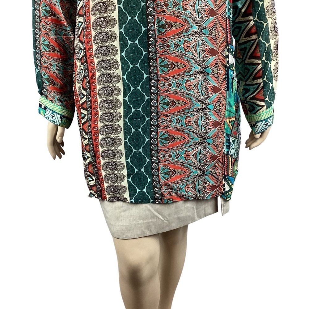 Johnny Was Multicolor Patchwork Tunic Top XL Boho - image 3